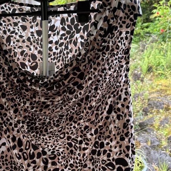 Calvin Klein Leopard Print Blouse - Black, Brown, White - Picture 3 of 3